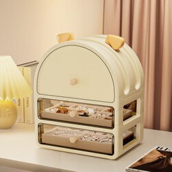 Desktop Storage Box, Jewelry and Cosmetics Storage Rack, Large-Capacity Dressing Table, Skin Care Product Dust-Proof Drawer Organizer Box