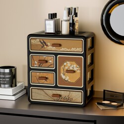 Cosmetics Storage Box, Dressing Table, Antique-Style Desktop, Skin Care Products, Lipstick Drawer, Storage Rack, High-End Makeup Box