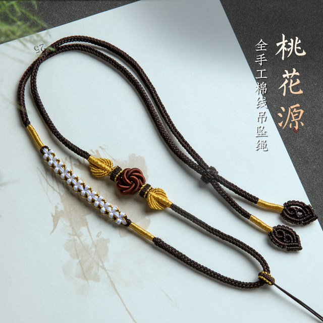 Fully hand-woven high-end pendant rope emerald jade Buddha brand gold ...