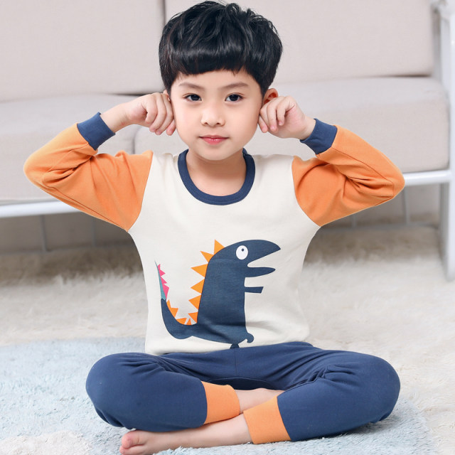 Boys' autumn clothes and long trousers set, pure cotton, children's pure cotton baby bottoming thermal underwear, boys' linen clothes, type A pajamas