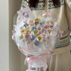 Finished Jingdezhen Ceramic Bouquet Gift for Women's Birthday, Valentine's Day, Mother's Day, Gift for Best Friend, Girlfriend, High-End Feel