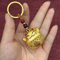 New Brass Lucky Cat Car Keychain Pendant for Men and Women, High-End, Exquisite, Creative, Cute, Couple's Portable Pendant