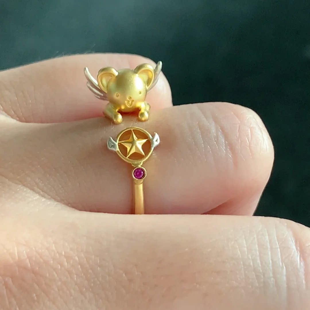 魔法精灵小可戒指女款精致五星镶钻可爱简约气质卡通动漫周边指环