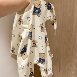 Newborn Baby Jumpsuit, Baby Spring and Autum Pure Cotton Long-Sleeved Early Autum Clothes, Infant Spring and Autum Pajamas