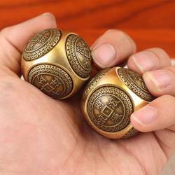 Brass Hand-Held Ball Toy, Six-Sided Spinning Stress Relief Gadget, Hand-Held Fitness Ball, Small Ornament, Fidget Spinner for Stress Relief