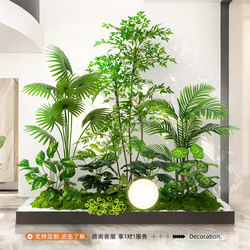 Simulated Green Plant Landscaping, Indoor Decoration under the Stairs, Trendy Decorative Combinations, Tropical Artificial Plants, and Biomimetic Landscape Design