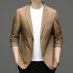Casual Single-Breasted Blazer for Men, 2025 Spring and Autumn Business Suit, Thin High-End Men's Suit, Wrinkle-Free Fashionable Top