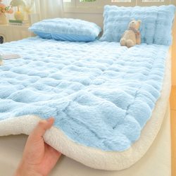 Winter Thickened Milk Velvet Mattress Soft Pad Mattress for Student Dormitory Single Bubble Velvet Mat Bed Bottom Plush Blanket