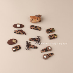 Girls' Sweet and Cool Cartoon Leopard Print Bb Clip Baby Bow Side Clip Hair Accessory Infant Bangs Clip Kt Cat Hair Accessory