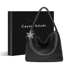Official Website Small C&K Black Woven Bag Women's 2026 New Tote Bag Large Capacity Commuter Handbag Shoulder Bag