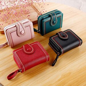 
New European and American fashion small wallet for women short folding coin wallet multiple card anti-theft anti-magnetic card bag soft leather money clip