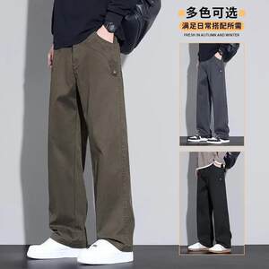 
Fleiii men's autumn casual pants 2025 new imitation denim washed straight pants men's casual pants