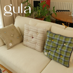Gula【Dian Pillow】Puppy Handmade Linen Multi-Color Woolen Pillow Cushion Striped Plaid