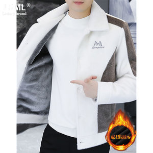 
Jackets Men's 2025 Autumn and Winter New Lapel Short Woolen Coat Plus Velvet Warm Fashion High-end Trendy Jacket