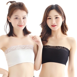 Tube Top Underwear Women's Summer Anti-skid Small Chest Gathered Lace Non-slip Breathable Thin Section Invisible Strapless Inner Wrap Chest