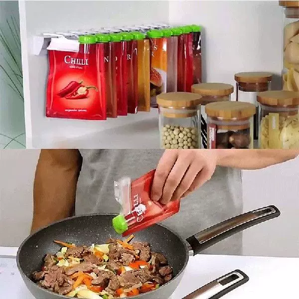 Wall-Mounted Spice Bag Storage Rack Punch-Free Seasoning-Taobao