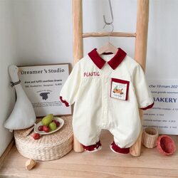 0-6 Month Baby Clothes for Boys, Spring and Autumn Jumpsuits, Korean Style, Handsome One-Year-Old Baby Spring Coat, Crawling Clothes