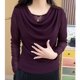 Duoduo collar high-end spring and autumn new temperament long-sleeved shirt versatile T-shirt to make you look slim and fashionable mother mesh top