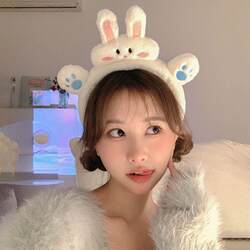 Headband for Washing Face, 3D Plush Toy, Fluffy and Cute, Super Adorable Hair Clip, Internet Celebrity Style, Cartoon Rabbit, Frog, Bear Headband