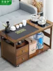 Di động bàn trà bàn trà nhà gỗ chắc chắn trà xe đẩy phòng khách bàn cà phê sofa bên tủ bộ ấm trà khay ấm đun nước tích hợp