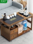Di động bàn trà bàn trà nhà gỗ chắc chắn trà xe đẩy phòng khách bàn cà phê sofa bên tủ bộ ấm trà khay ấm đun nước tích hợp bàn trà inox mạ pvd bàn uống trà gỗ