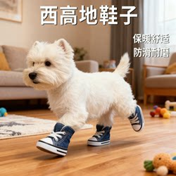 West Highland Special All-Season Waterproof Denim Shoes for Small and Medium-Sized Dogs, Anti-Dirt, Anti-Fall, Anti-Slip, Wear-Resistant, Pet-Friendly Shoes