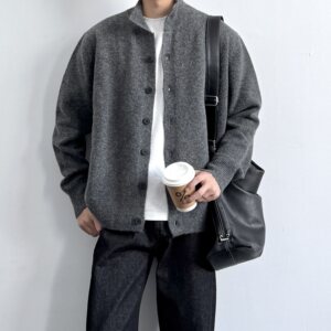 
ONUN retro half-high collar button knitted cardigan 2025 new autumn and winter boys' casual all-match atmosphere sweater