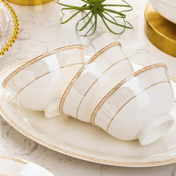 Rice Bowl, Household Ceramic Bowl, 2024 New Model, Tall Bowl, Noodle Bowl, Plate, Jingdezhen Bone China Tableware, Bowls and Plates, High Aesthetic Value