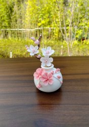 Jingdezhen Intangible Cultural Heritage Hand-Made Ceramic Plum Blossom Branch Vase Set Eternal Flower Desktop Small Flower Ornament Teacher's Day Gift
