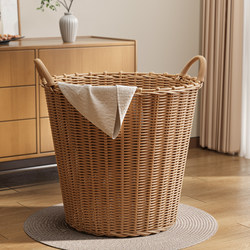 Light Luxury Dirty Clothes Basket, High Aesthetic Value, Household Dirty Clothes Storage Basket, Trendy Rattan-Like Woven Dirty Clothes Basket for Storing Clothes, Laundry Basket