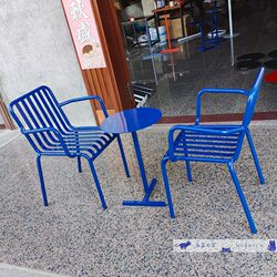 Blue Outdoor Tables and Chairs Leisure Cafe Garden Sun Protection Balcony Small Tables and Chairs Trendy Courtyard Open-Air Outdoor Chairs
