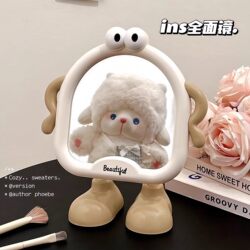 Cute Large Desktop Makeup Mirror, Portable High-Definition Beauty Mirror for Home and Student Dormitory Use