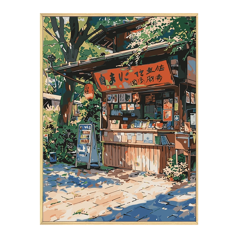 宮崎駿風格數字油畫DIY填色繪風景丙烯畫簡約現代風格裝飾掛畫