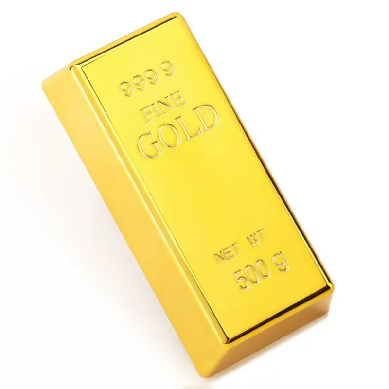 高檔創意仿真金h門金磚條檔擺件大號鍍金金塊道具