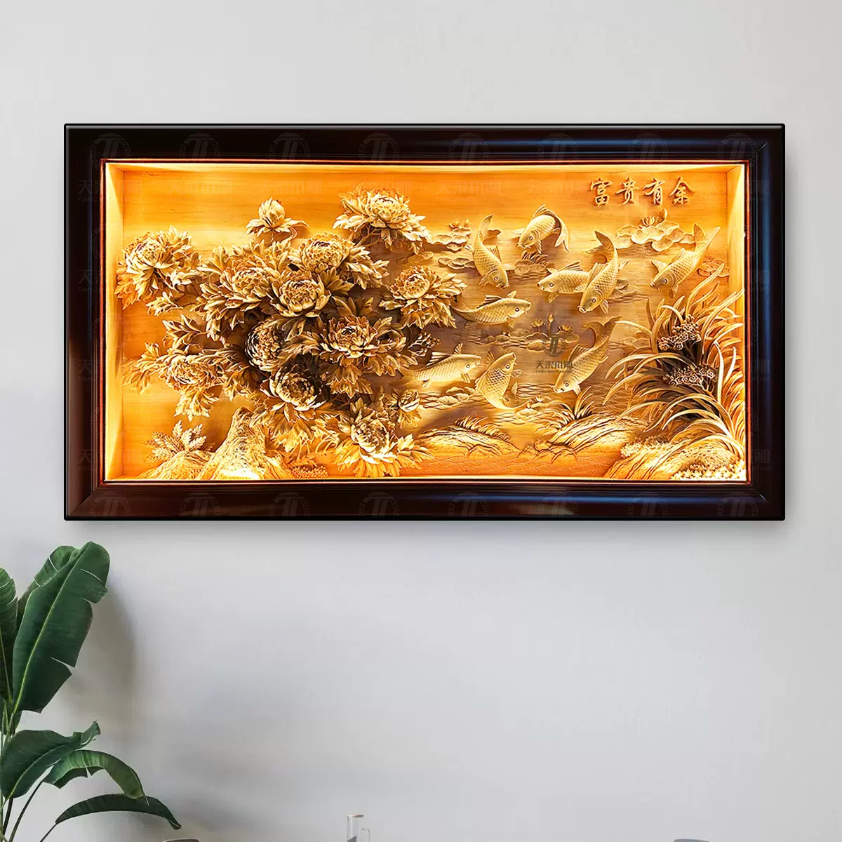 木彫　陽物 东阳木雕纯手工雕刻玄关背景墙百鸟朝凤花鸟屏风挂扁荣华富贵深雕