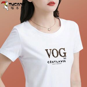 
Woodpecker White Round Neck Cotton T-Shirt Women's 2026 New Summer Mom Loose Casual Fashion Slim Top