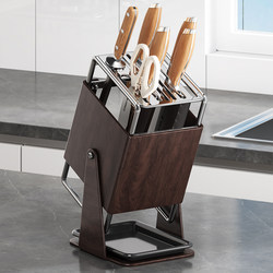 Kitchen Countertop Rotating Knife Holder Multi-Functional Knife Draining Storage Rack Household Stainless Steel Integrated Knife Holder Storage Rack