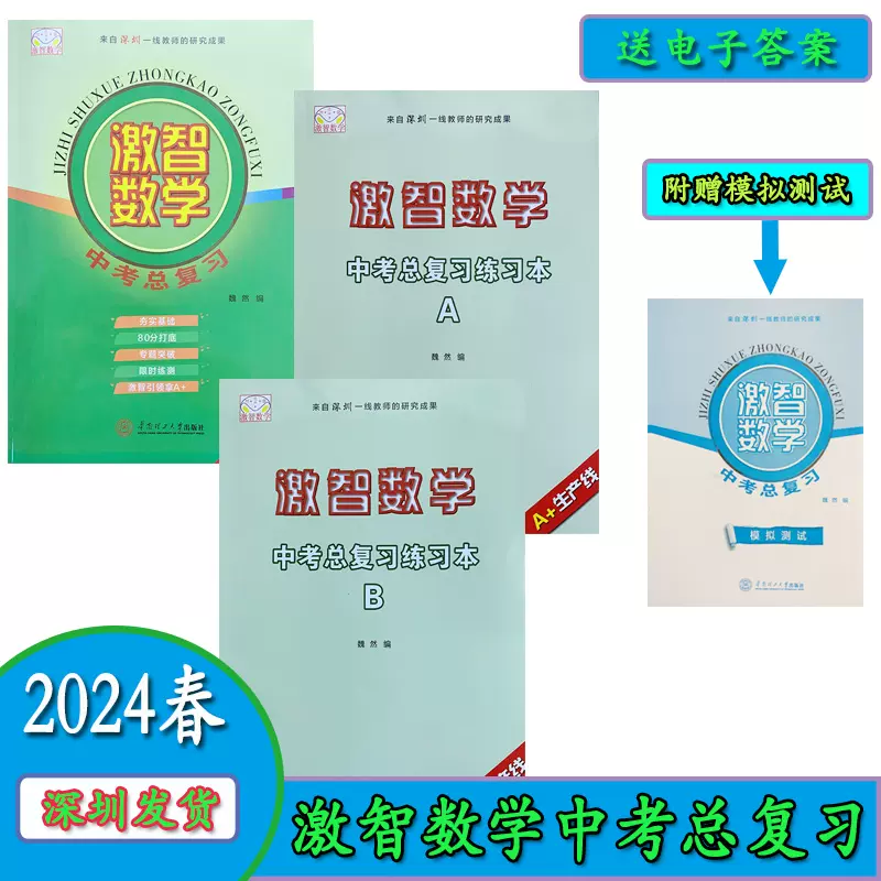 正版2024春激智数学中考总复习主书+A本+B本+模拟测试附电子答案-Taobao 
