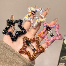 Woolen Knitted Star Hairpin for Women, Back of the Head Hair Tidying Bb Clip, Elegant Hairpin, Forehead Bangs Clip, Hair Accessory