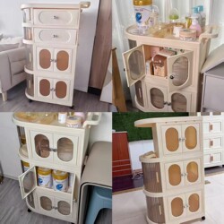 Mother and Baby Storage Cabinet, Baby Feeding Table, Baby Supplies Organizing Cabinet, Milk Preparation and Supplementary Food Storage Rack, Multi-Layer Storage Shelf