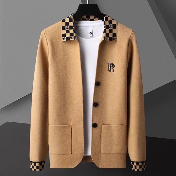 Light luxury wool jacket for men in spring and autumn Korean style short slim fit handsome young men's spliced ​​embroidered windbreaker men's blazer