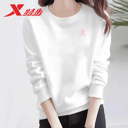 Xtep Women's Sweatshirt for Spring and Autumn, Long-Sleeved Casual Top, Loose Fit, Slimming, Plus Size, Round Neck, Fleece-Lined, Warm Knitwear