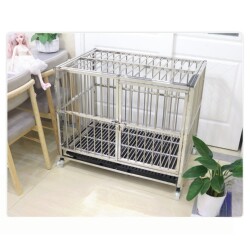 Stainless Steel Dog Cage for Large Dogs, Indoor Use, with Separate Toilet Area, Suitable for Golden Retrievers, Bichons, and Small Dogs