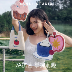 Sanli Yanjiu Institute Hanging Hand Towel Cute Cartoon Handkerchief Absorbent Quick-Drying Coral Fleece Thickened Small Square Towel