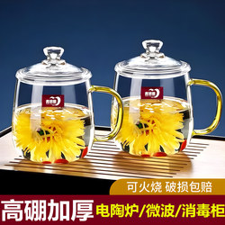High Borosilicate Glass Tea Cup with Handle, Household High-Temperature Resistant Tea Cup with Lid, High-Value Drinking Cup for Men and Women