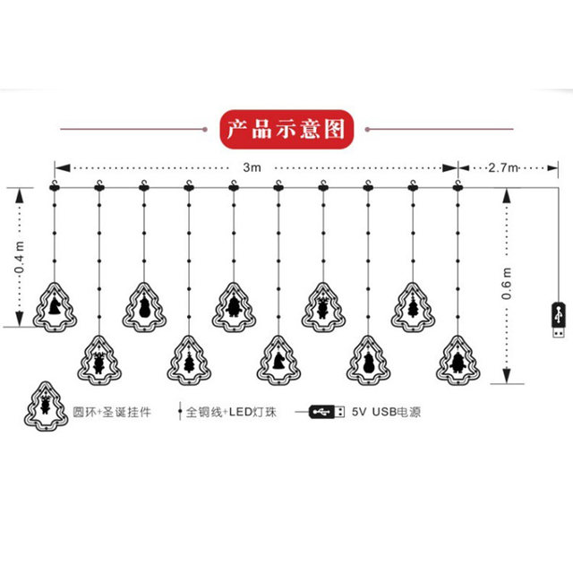 Photo Hang Layout String Christmas decoration shop decoration lights string hanging curtain ...