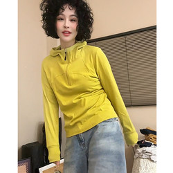 2026 Spring New Colorful Hooded Long Sleeve T-Shirt Sweatshirt for Women, Fashionable Versatile Half-Zip Casual Pullover Top