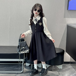 Girls' Dresses Spring 2026 New Style for Older Girls, Children's Preppy Style Dresses, Spring and Autumn Formal Dresses, Stylish