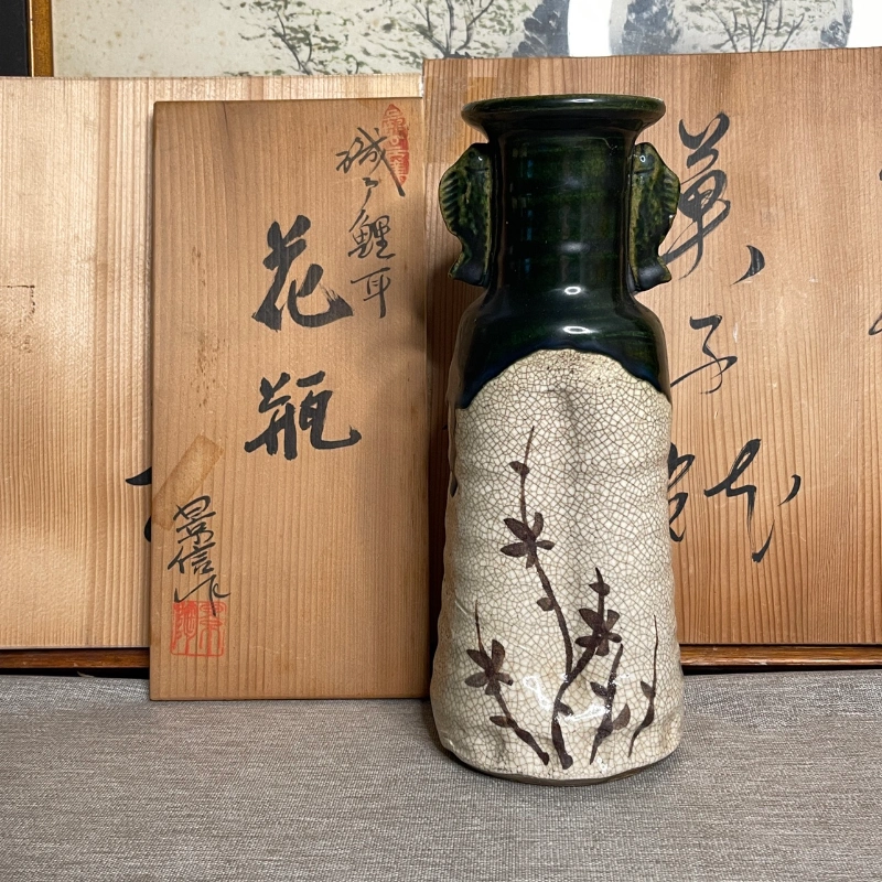 日本青花染付蛸唐草花瓶，壶之郎作，花瓶花入花器插花陶瓷瓷器-Taobao 