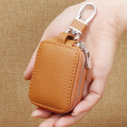 2025 New Mini Keychain Bag First Layer Cowhide Compact Key Case Bluetooth Earphone Case Protective Cover Storage Box